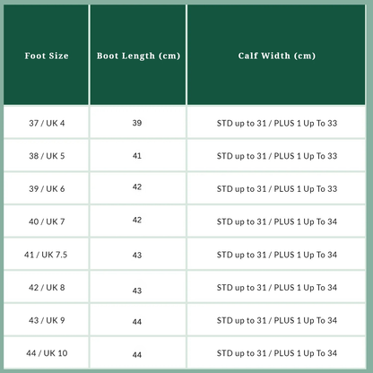 Tuffa Jonjo O’Neill Boots – size guide