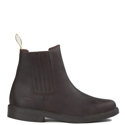 A brown Tipperary Jodhpur boot with elastic side panels and a non-slip rubber sole, suitable for equestrian activities and casual wear.